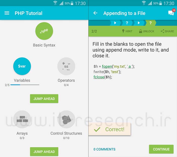 Learn PHP Android Application